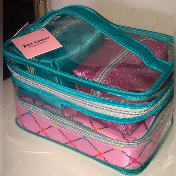 💖NEW💖 Juicy Couture Nested Makeup Cosmetic Train Case 4 Piece Bag Set - Picture 4 of 9